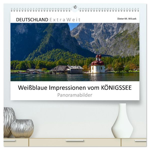 Weißblaue Impressionen vom KÖNIGSSEE Panoramabilder (hochwertiger Premium Wandkalender 2025 DIN A2 quer), Kunstdruck in 