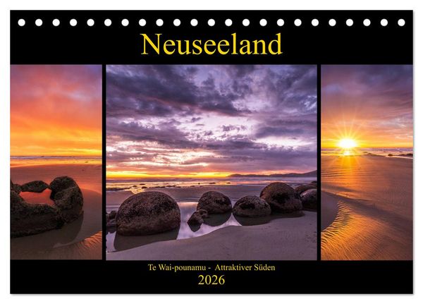 Neuseeland - Attraktiver Süden (Tischkalender 2026 DIN A5 quer), CALVENDO Monatskalender