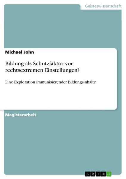 Produktbild: Bildung als Schutzfaktor vor rechtsextremen Einstellungen?