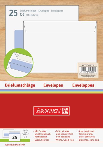 Produktbild: Brunnen Briefumschlag C6 Fenster HK ws