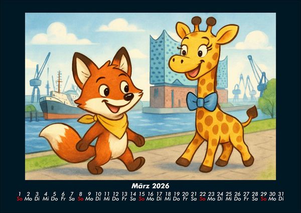 Produktbild: Finn & Nala - Reise durch Deutschland 2026 Fotokalender DIN A4