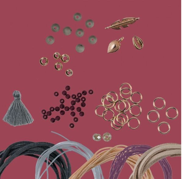 Produktbild: Boho-Schmuckset Love & Peace (Dunkelrot/Grau)