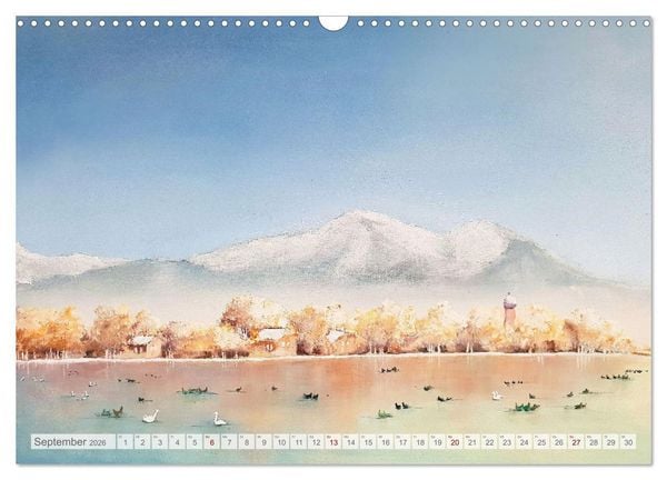 Produktbild: Winterzauberwelt - Gemalte Winterlandschaften (Wandkalender 2026 DIN A3 quer), CALVENDO Monatskalender