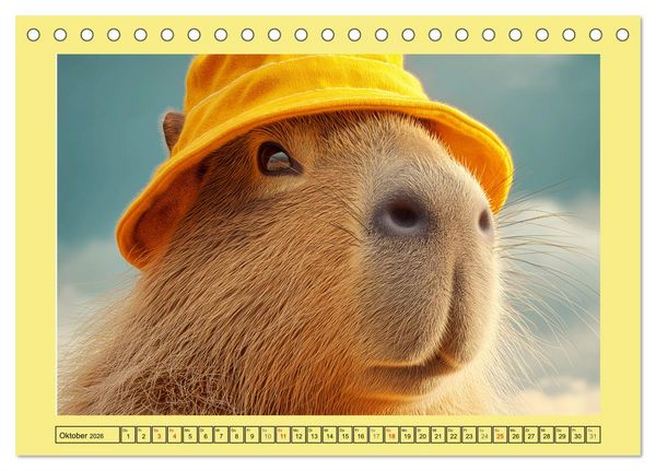 Produktbild: Capybaras on Tour. Wasserschweine als Weltenbummler (Tischkalender 2026 DIN A5 quer), CALVENDO Monatskalender