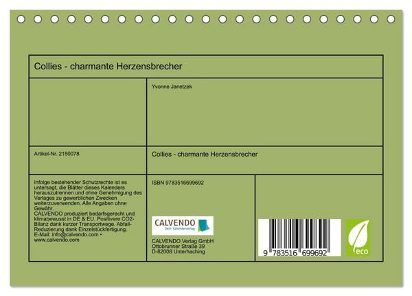 Produktbild: Collies - charmante Herzensbrecher (Tischkalender 2026 DIN A5 quer), CALVENDO Monatskalender