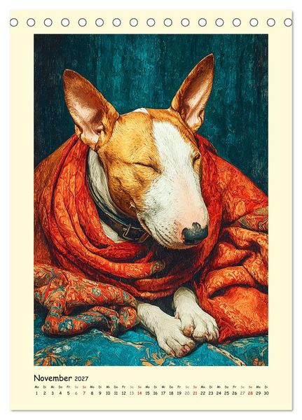 Produktbild: Gentlemen auf Pfoten. Der Bullterrier im k&uuml;nstlerischen Vintage-Stil (Tischkalender 2027 DIN A5 hoch), CALVENDO Monatskalender