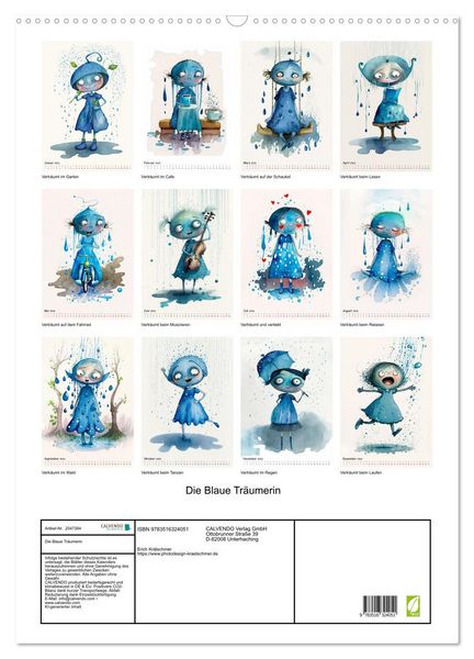 Produktbild: Die Blaue Tr&auml;umerin (Wandkalender 2026 DIN A2 hoch), CALVENDO Monatskalender