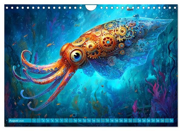 Produktbild: Aqua Mechanica &ndash; Steampunk unter dem Meer (Wandkalender 2026 DIN A4 quer), CALVENDO Monatskalender