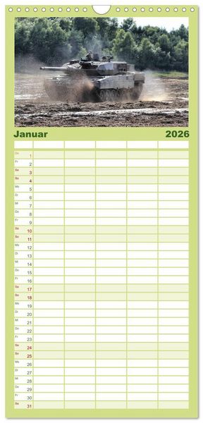 Produktbild: Familienplaner 2026 - Panzerstahl auf der Heide &ndash; Das Heer legt wieder los mit 5 Spalten (Wandkalender, 21 x 45 cm) CALVENDO