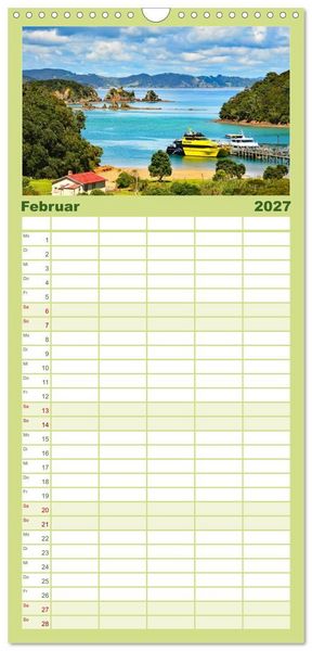 Produktbild: Familienplaner 2027 - Neuseeland - Land der Kontraste mit 5 Spalten (Wandkalender, 21 x 45 cm) CALVENDO