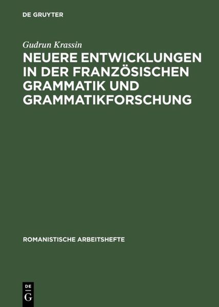 Produktbild: Neuere Entwicklungen in der franz&ouml;sischen Grammatik und Grammatikforschung