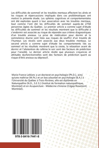 Produktbild: Comparaison du sommeil des personnes &acirc;g&eacute;es anxieuses et d&eacute;pressives