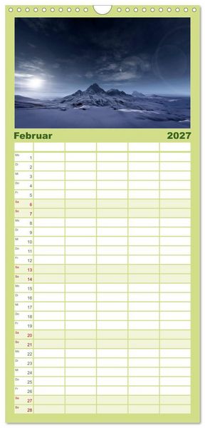 Produktbild: Familienplaner 2027 - Bezaubernde Landschaften mit 5 Spalten (Wandkalender, 21 x 45 cm) CALVENDO