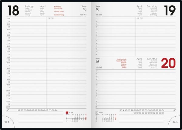 Produktbild: Brunnen Buchkalender A5 sw 1S/1T Miradur