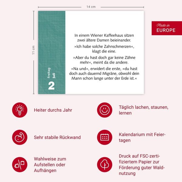 Produktbild: Witzirin Tagesabrei&szlig;kalender 2027 - Diese Packung enth&auml;lt: die lustigsten Witze f&uuml;r die t&auml;gliche Dosis Humor