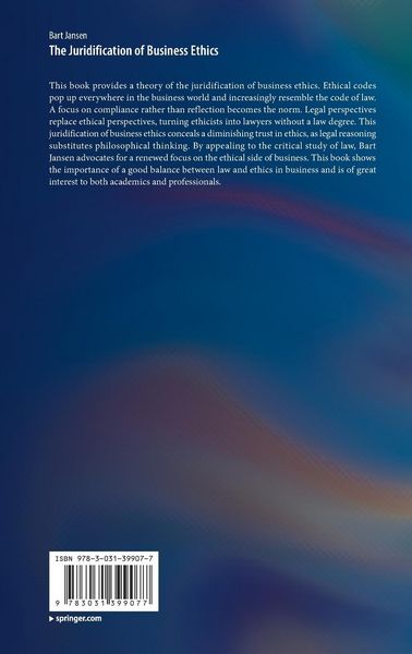 Produktbild: The Juridification of Business Ethics