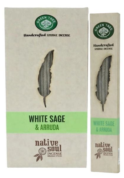 Produktbild: Green Tree Native Soul Smudge Incense "White Sage & Aaruda" 15gr. (8 Sticks)