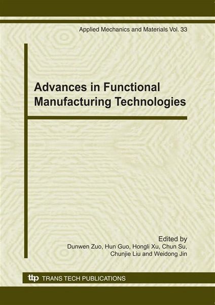 Produktbild: Advances in Functional Manufacturing Technologies