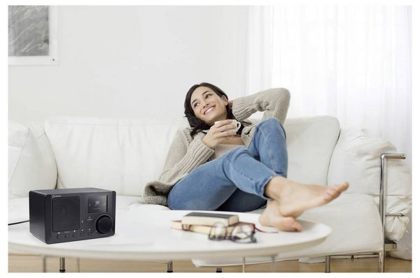 Produktbild: Renkforce RF-IR-MONO2 Internet Tischradio Internet Bluetooth&reg;, Internetradio, DLNA Inkl. Fernbedienung, DLNA-f&auml;hig, Weckfunktion Black