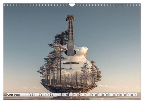 Produktbild: Saitenzauber &ndash; Gitarren im Bilderklang (Wandkalender 2026 DIN A3 quer), CALVENDO Monatskalender