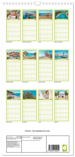 Produktbild: Familienplaner 2026 - Rhodos - Die Highlights der Insel mit 5 Spalten (Wandkalender, 21 x 45 cm) CALVENDO