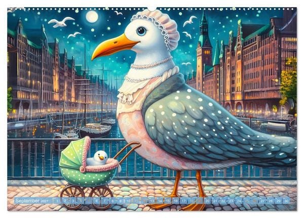 Produktbild: Die M&ouml;we Emma in Hamburg (Wandkalender 2027 DIN A2 quer), CALVENDO Monatskalender