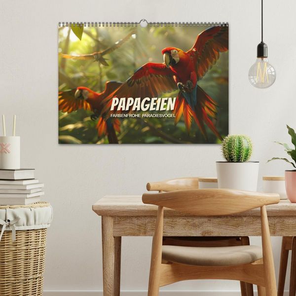 Produktbild: Papageien - Farbenfrohe Paradiesv&ouml;gel (Wandkalender 2026 DIN A3 quer), CALVENDO Monatskalender