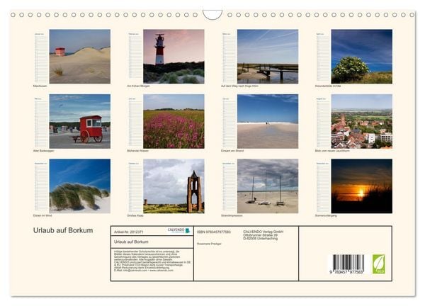 Produktbild: Urlaub auf Borkum (Wandkalender 2026 DIN A3 quer), CALVENDO Monatskalender