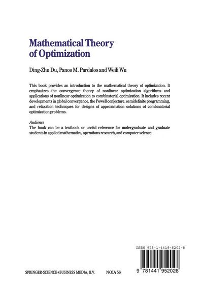 Produktbild: Mathematical Theory of Optimization