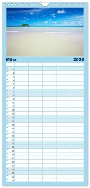 Produktbild: Familienplaner 2026 - Traumstr&auml;nde in der Karibik mit 5 Spalten (Wandkalender, 21 x 45 cm) CALVENDO