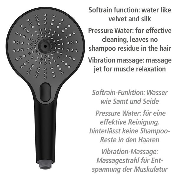 Produktbild: Duschkopf Mod. Ultimate Shower Schwarz/Grau, &Oslash; 13 cm