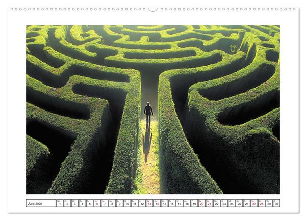 Produktbild: Im Bann der Labyrinthe - Die Kunst sich zu verlieren (hochwertiger Premium Wandkalender 2026 DIN A2 quer), Kunstdruck in Hochglanz