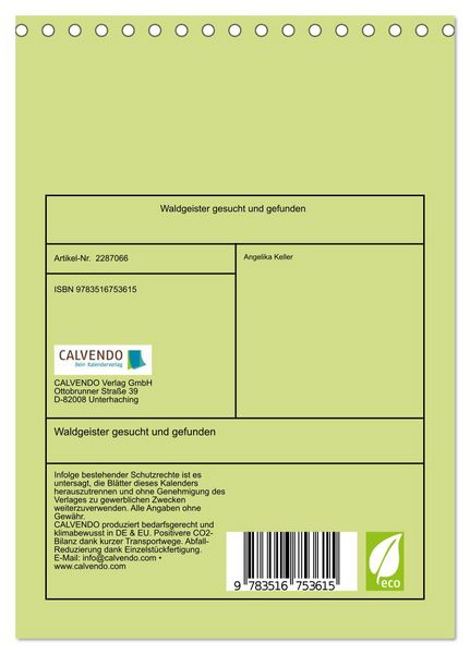 Produktbild: Waldgeister gesucht und gefunden (Tischkalender 2027 DIN A5 hoch), CALVENDO Monatskalender