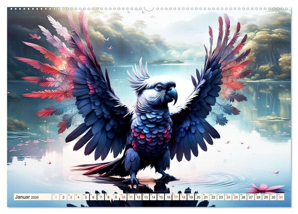 Produktbild: Federleichte Freunde (hochwertiger Premium Wandkalender 2026 DIN A2 quer), Kunstdruck in Hochglanz