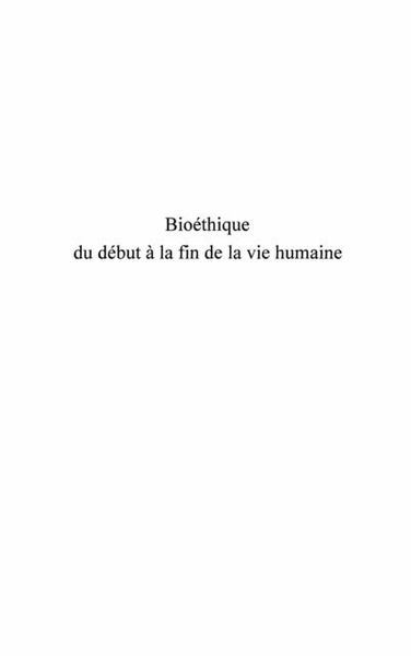 Produktbild: Bioethique du debut a la fin de la vie humaine