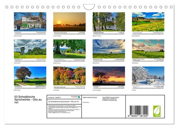 Produktbild: 03 Schw&auml;bische Sprichw&ouml;rter - D&ouml;s au no! (Wandkalender 2026 DIN A4 quer), CALVENDO Monatskalender