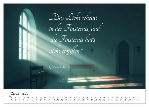 Produktbild: Christlicher Kalender mit Bibelzitaten und spirituellen Bildern (Tischkalender 2026 DIN A5 quer), CALVENDO Monatskalender