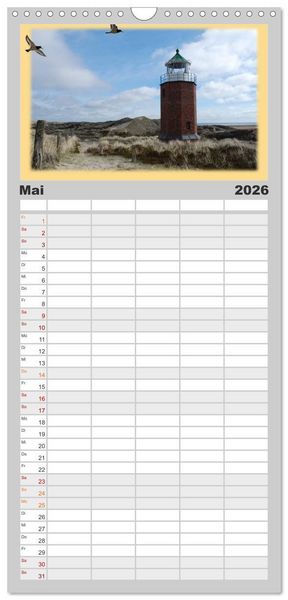 Produktbild: Familienplaner 2026 - Leuchtt&uuml;rme Schleswig-Holsteins mit 5 Spalten (Wandkalender, 21 x 45 cm) CALVENDO