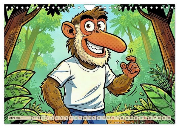 Produktbild: Lustige Nasenaffen - Comic (Wandkalender 2027 DIN A4 quer), CALVENDO Monatskalender