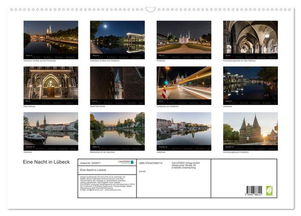 Produktbild: Eine Nacht in L&uuml;beck (Wandkalender 2026 DIN A2 quer), CALVENDO Monatskalender