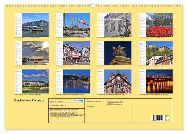 Produktbild: Der Koblenz Kalender (Wandkalender 2026 DIN A2 quer), CALVENDO Monatskalender