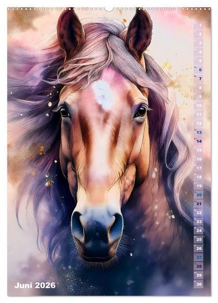 Produktbild: Pferdeliebe - Ein magischer Pferdekalender (hochwertiger Premium Wandkalender 2026 DIN A2 hoch), Kunstdruck in Hochglanz