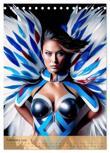 Produktbild: American beauties in a feather style (Desk Calendar 2026 DIN A5 portrait), CALVENDO 12 Month DeskCalendar