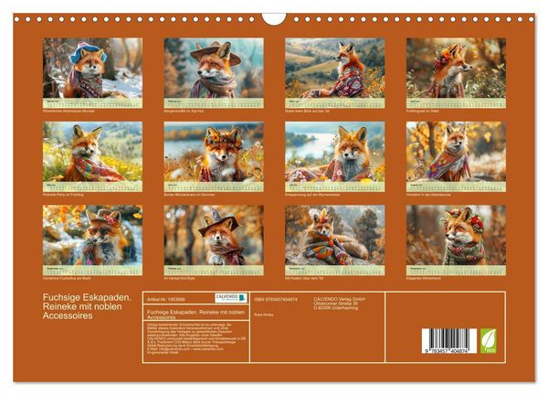Produktbild: Fuchsige Eskapaden. Reineke mit noblen Accessoires (Wandkalender 2026 DIN A3 quer), CALVENDO Monatskalender