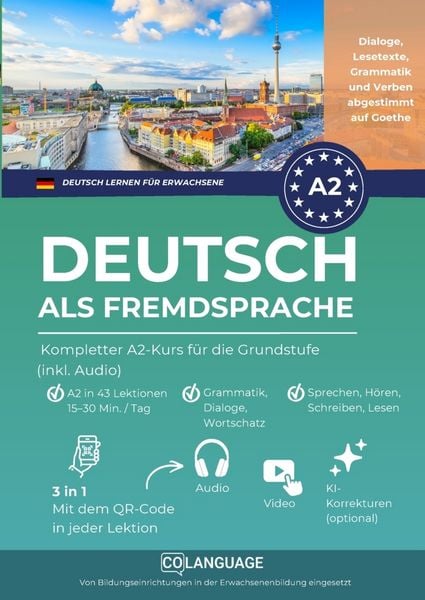 Produktbild: Deutsch als Fremdsprache lernen. Kompletter A2-Kurs f&uuml;r die Grundstufe (inkl. Audio)