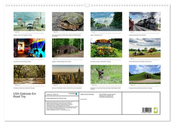 Produktbild: USA Ostk&uuml;ste Ein Road Trip (Wandkalender 2026 DIN A2 quer), CALVENDO Monatskalender