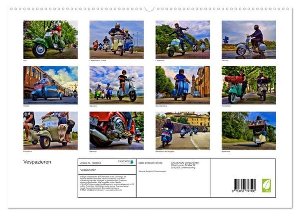 Produktbild: Vespazieren (hochwertiger Premium Wandkalender 2026 DIN A2 quer), Kunstdruck in Hochglanz