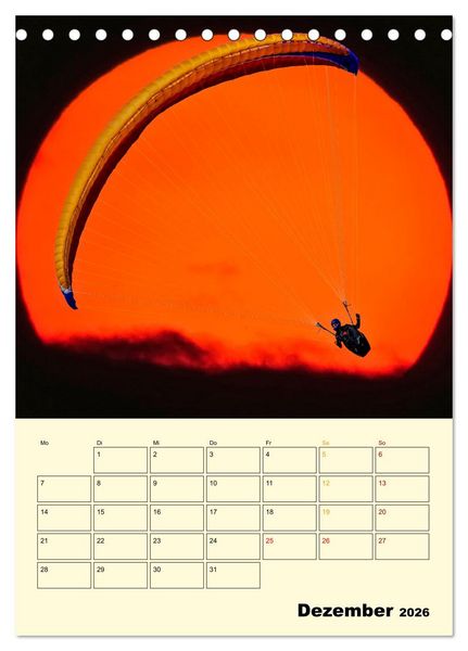 Produktbild: Paragliding - extrem aufregend (Tischkalender 2026 DIN A5 hoch), CALVENDO Monatskalender