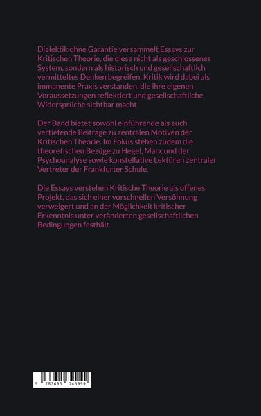 Produktbild: Dialektik ohne Garantie