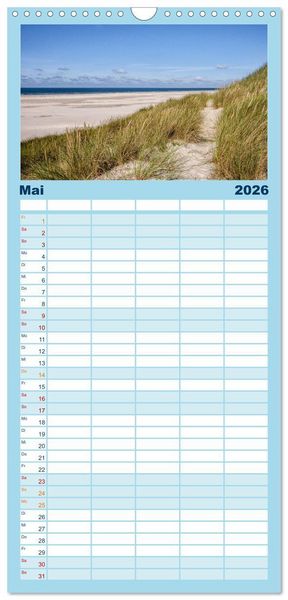 Produktbild: Familienplaner 2026 - Amrum: Natur und Freiheit mit 5 Spalten (Wandkalender, 21 x 45 cm) CALVENDO